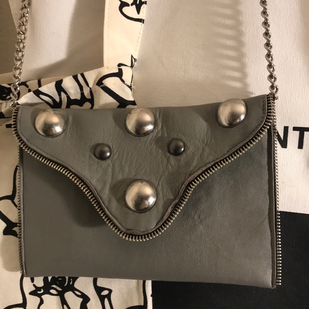 J J Winters Leather Grommet Bag w Chain Strap